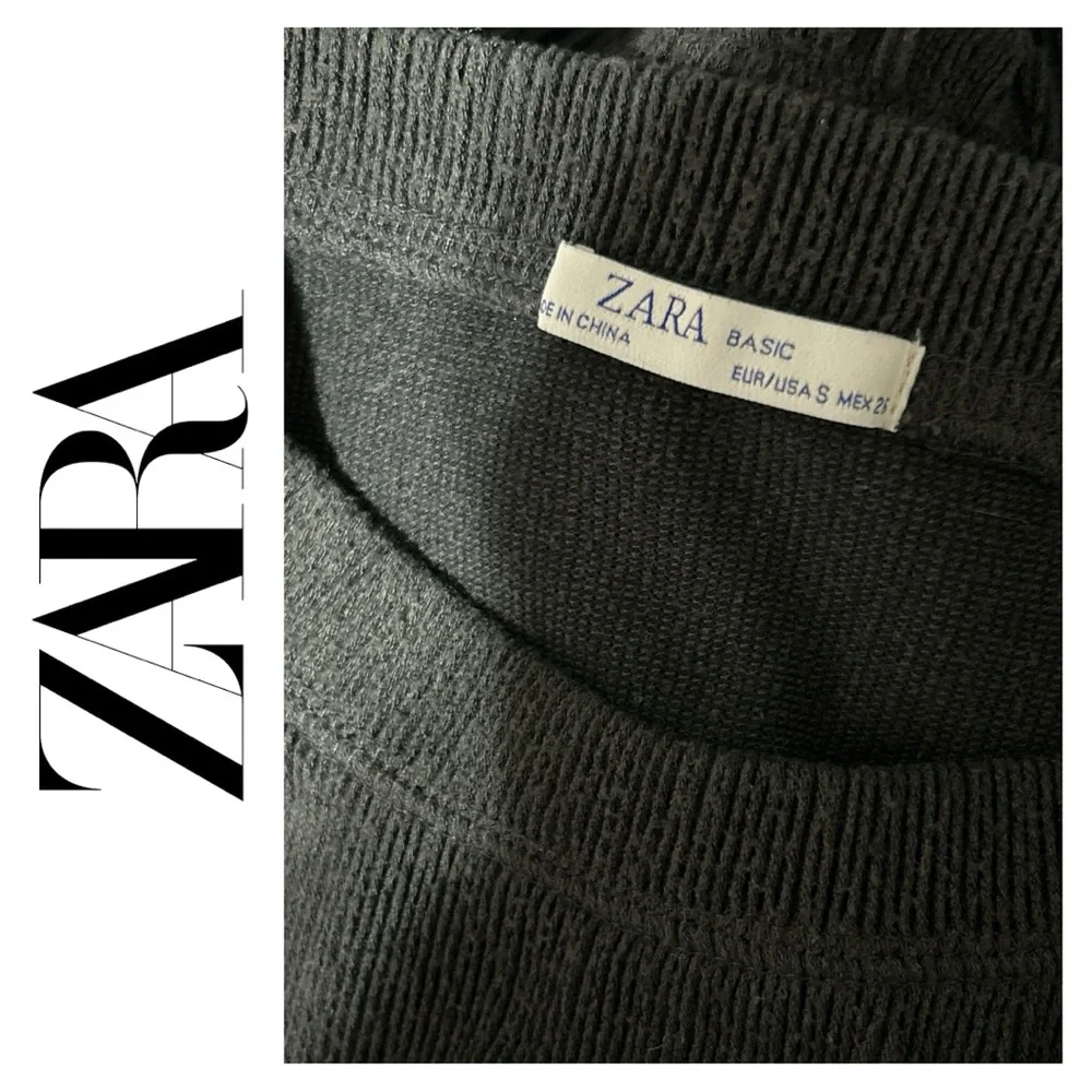 Zara Dark Gray Peplum Long Sleeve Top - Size‎ S
